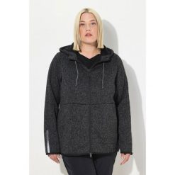 Damskie Sweter na polarze pluszowy polar dwukierunkowy suwak odblaski. Czarne swetry klasyczne damskie Ulla Popken, na zimę, plus size, z materiału, bez kołnierzyka, plus size. Za 349.99 zł.