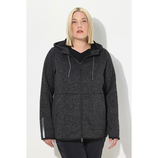 Damskie Sweter na polarze pluszowy polar dwukierunkowy suwak odblaski. Czarne swetry klasyczne damskie Ulla Popken, na zimę, plus size, z materiału, bez kołnierzyka, plus size. Za 349.99 zł.