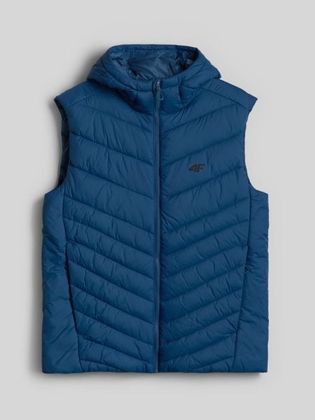 4F Bezrękawnik z wypełnieniem syntetycznym męski - denim L. Niebieskie kamizelki męskie 4f, l, z denimu. Za 229.99 zł.