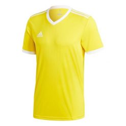 Koszulka piłkarska adidas Tabela 18 Jersey męska. Żółte t-shirty sportowe męskie Adidas, m, z jersey, bez ramiączek, do piłki nożnej. W wyprzedaży za 88.40 zł.