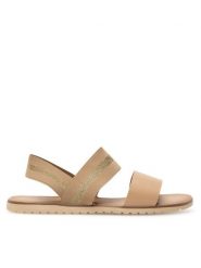 Clara Barson Sandały WS6262-05 Beżowy. Brązowe sandały damskie Clara Barson, bez wzorów, z materiału, bez obcasa, na płaskiej podeszwie. Za 79.99 zł.