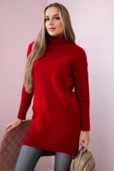 Sweter ze stójką czerwony. Czerwone golfy damskie KESI, l, bez wzorów, z wełny, bez ramiączek. Za 178.78 zł.