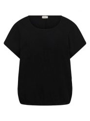 KAFFE curve Bluzka w kolorze czarnym rozmiar: 52. Czarne bluzki damskie KAFFE curve, bez wzorów, z bawełny, bez kołnierzyka, bez ramiączek. Za 104.99 zł.