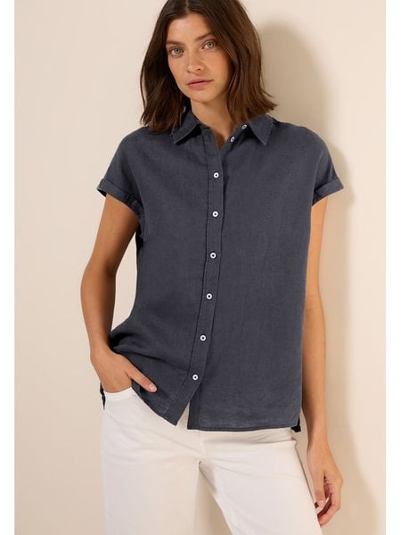 Cecil Lniana bluzka w kolorze antracytowym rozmiar: L. Czarne bluzki damskie Cecil, l, bez wzorów, ze lnu, bez kołnierzyka, bez ramiączek. Za 165.31 zł.