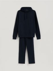 Dwuczęściowa piżama - granatowy. Niebieskie piżamy męskie Reserved, l, bez wzorów, z bawełny, bez ramiączek. W wyprzedaży za 109.99 zł.