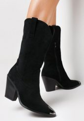 Czarne Botki Lobb. Czarne botki damskie Born2be, z materiału, boho, ze szpiczastym noskiem, przed kolano, bez obcasa, na obcasie, bez zapięcia. Za 79.99 zł.