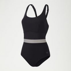 Strój pływacki jednoczęściowy damski Speedo Shaping Luniaglow. Czarne stroje jednoczęściowe damskie Speedo, bez wzorów. Za 319.50 zł.