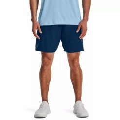 Spodenki krótkie męskie Under Armour Woven Graphic Shorts. Niebieskie szorty męskie Under Armour, m, na fitness i siłownię. Za 99.99 zł.