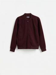 Bluza ze stójką - bordowy. Czerwone bluzy bez kaptura męskie Reserved, l, z bawełny. Za 119.99 zł.
