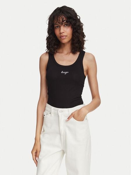 HUGO Top Damatank 50572293 Czarny Extra Slim Fit. Czarne topy damskie Hugo, m, bez wzorów, z bawełny, bez kołnierzyka. Za 129.99 zł.