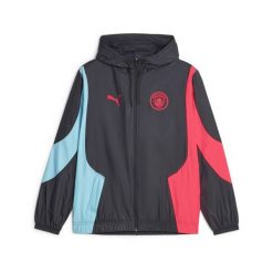Bluza dresowa Prematch Manchester City Woven Anthem 2023/24. Czarne bluzy bez kaptura męskie Puma, m, z dresówki. Za 295.45 zł.