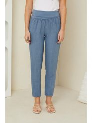 Rodier Lin Lniane spodnie w kolorze niebieskim rozmiar: XL/XXL. Niebieskie spodnie materiałowe damskie Rodier Lin, bez wzorów, ze lnu. Za 92.95 zł.