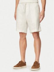 HUGO Szorty materiałowe Cino 262FW 50562792 Kremowy Straight Fit. Białe szorty męskie Hugo, ze lnu, bez kołnierzyka. Za 449.99 zł.