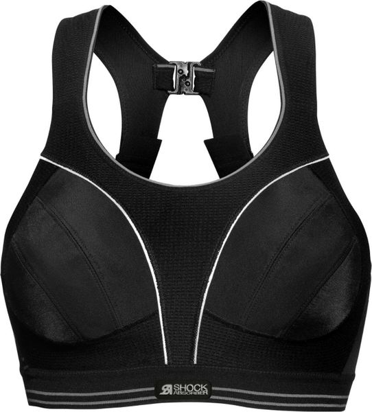 Biustonosz treningowy Shock Absorber Ultimate Run Bra. Czarne biustonosze sportowe damskie Shock Absorber, bez wzorów, z elastanu. Za 199.99 zł.