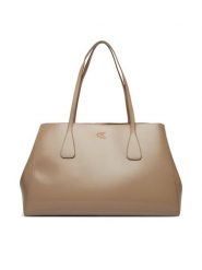 Calvin Klein Torebka Ck Snap Large Tote LV04F3502G Beżowy. Brązowe torebki klasyczne damskie CALVIN KLEIN, bez wzorów, ze skóry, bez dodatków. Za 749.99 zł.