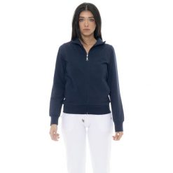 Bluza z bawełna z zamek błyskawiczny na co dzień. Niebieskie bluzy bez kaptura damskie LEONE 1947 APPAREL, z bawełny. W wyprzedaży za 134.57 zł.