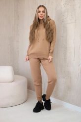 Komplet sweterkowy Bluza + Spodnie camelowy. Bluzy z kapturem damskie KESI, bez wzorów, z poliesteru, eleganckie, plus size. Za 317.83 zł.