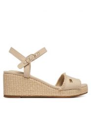 Tommy Hilfiger Sandały Mid Woven Wedge Espad Fringe FW0FW09470 Beżowy. Brązowe sandały damskie Tommy Hilfiger, bez wzorów, z materiału, bez obcasa, na koturnie. Za 359.99 zł.