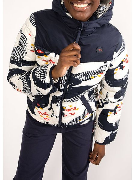 Blutsgeschwister Kurtka pikowana "Cloud Stepperwhales" w kolorze kremowo-granatowym rozmiar: XXL. Brązowe kurtki damskie Blutsgeschwister, xxl, bez wzorów, bez kaptura. Za 259.74 zł.