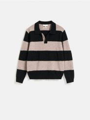 Sweter polo z wełną - wielobarwny. Swetry męskie Reserved, l, bez wzorów, z dzianiny, bez kołnierzyka. Za 229.99 zł.