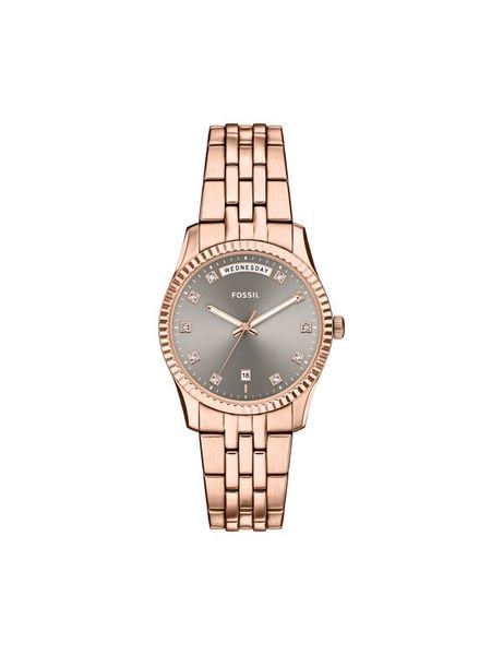 Fossil Zegarek Scarlette ES5459 Różowe złoto. Czerwone, analogowe zegarki damskie Fossil, ze stali. Za 750.99 zł.