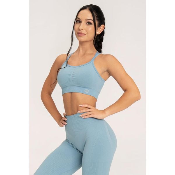 Stanik fitness cardio damski Gym Glamour push up 2.0. Niebieskie biustonosze sportowe damskie GYM GLAMOUR, bez wzorów. Za 159.99 zł.