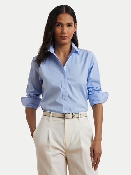 LAUREN RALPH LAUREN Koszula 200684553002 Błękitny Regular Fit. Niebieskie koszule damskie Lauren Ralph Lauren, l, bez wzorów, z bawełny, bez kołnierzyka, bez ramiączek. Za 534.99 zł.