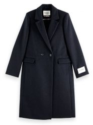 Scotch & Soda Płaszcz przejściowy w kolorze granatowym rozmiar: L. Niebieskie płaszcze damskie Scotch & Soda, l, bez wzorów, z wełny. Za 347.99 zł.