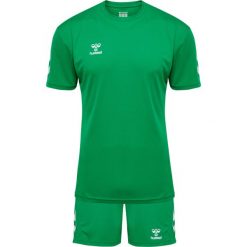 Zestaw koszulka + szorty Hummel Logo. Zielone szorty damskie HUMMEL, s, z dresówki, bez ramiączek, do piłki nożnej. Za 185.50 zł.