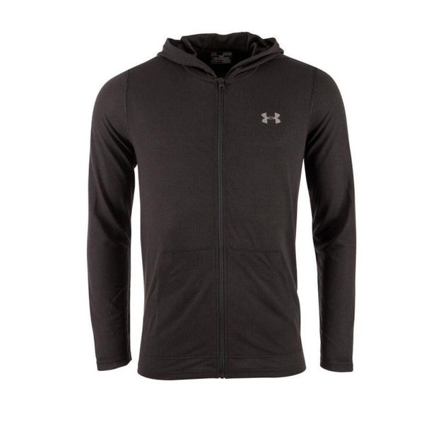 Bluza Under Armour Threadborne Fitted FZ. Czarne bluzy bez kaptura męskie Under Armour, bez wzorów, z materiału, bez kołnierzyka, bez ramiączek. Za 380.50 zł.