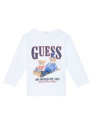 Guess Bluzka I5BI00I3Z14 Biały Regular Fit. Białe t-shirty chłopięce Guess, z aplikacjami, z bawełny, bez ramiączek. Za 69.99 zł.