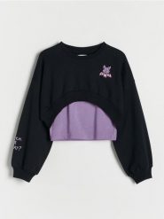 Dwuwarstwowa koszulka - czarny. Czarne koszulki dziewczęce Reserved, bez wzorów, z bawełny, bez ramiączek. W wyprzedaży za 55.99 zł.