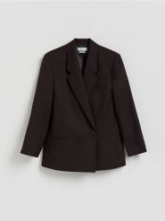 Marynarka z wełną - bordowy. Czerwone marynarki i żakiety damskie Reserved, l, bez wzorów, z tkaniny. Za 329.99 zł.