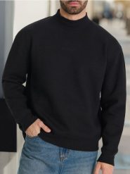 Bluza ze stójką - czarny. Czarne bluzy bez kaptura męskie Sinsay, l. W wyprzedaży za 19.99 zł.