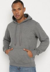 Ciemnoszara Bluza z Bawełną i Kapturem z Kieszenią i Sznurkami Parhiris. Szare bluzy z kapturem męskie Born2be, l, z bawełny. Za 54.99 zł.