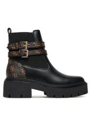 Guess Botki FLTSDR FAL10 Czarny. Czarne botki damskie Guess, ze skóry, bez obcasa, na płaskiej podeszwie, bez zapięcia. Za 579.99 zł.