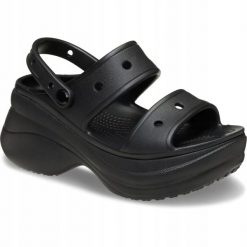 Sandały dla Kobiet Crocs Bae Sandal. Czarne sandały damskie Crocs, bez wzorów, z materiału, bez obcasa, na platformie. Za 239.99 zł.