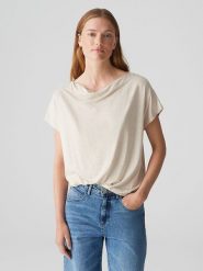 OPUS Koszulka w kolorze kremowym rozmiar: 38. Brązowe t-shirty damskie Opus, bez wzorów, bez kołnierzyka. Za 86.99 zł.