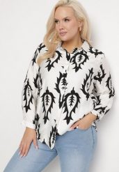 Biało-Czarna Koszula z Tkaniny z Wiskozą w Etniczny Wzór z Podpinanymi Rękawami Fommea. Czarne koszule damskie Born2be, plus size, bez wzorów, z jeansu, eleganckie, bez kołnierzyka, plus size, bez ramiączek. Za 84.99 zł.