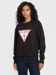 Guess Bluza Original W2YQ16 KBA10 Czarny Regular Fit. Czarne bluzy bez kaptura damskie Guess, xs, z bawełny. Za 159.99 zł.