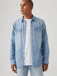 Levi's Koszula dżinsowa - Regular fit - w kolorze błękitnym rozmiar: XS. Niebieskie koszule męskie Levi's, s, bez wzorów, z bawełny, bez kołnierzyka, bez ramiączek. Za 201.35 zł.