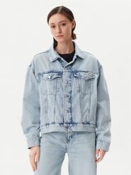 Calvin Klein Jeans Kurtka jeansowa J20J225186 Niebieski Boxy Fit. Niebieskie kurtki damskie Calvin Klein Jeans, xl, bez wzorów, z bawełny, bez kaptura. W wyprzedaży za 319.99 zł.
