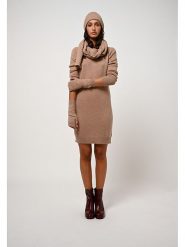 AUTHENTIC CASHMERE Kaszmirowa sukienka "Armet" w kolorze beżowym rozmiar: M. Brązowe sukienki damskie AUTHENTIC CASHMERE, m, bez wzorów, z kaszmiru, bez kołnierzyka, bez ramiączek, mini. Za 311.12 zł.