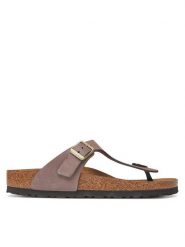 Birkenstock Japonki Gizeh 1029495 Beżowy. Brązowe klapki damskie Birkenstock, bez wzorów, z nubiku, bez obcasa. Za 539.99 zł.
