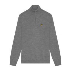 Sweter merino 1/4 zip Lyle & Scott. Szare swetry męskie LYLE AND SCOTT, l, bez wzorów, prążkowane, bez kołnierzyka. Za 339.50 zł.