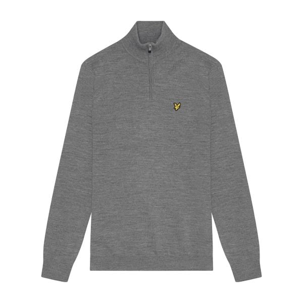 Sweter merino 1/4 zip Lyle & Scott. Szare swetry męskie LYLE AND SCOTT, l, bez wzorów, prążkowane, bez kołnierzyka. Za 339.50 zł.