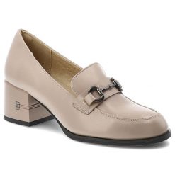 Półbuty damskie Vinceza, cholewka ze skóry naturalnej licowej wsuwany fason z ozdobnym paskiem i metalową klamrą, beżowe, 18116. Brązowe półbuty damskie VINCEZA, bez wzorów, ze skóry, biznesowe, bez obcasa, na obcasie. Za 179.00 zł.