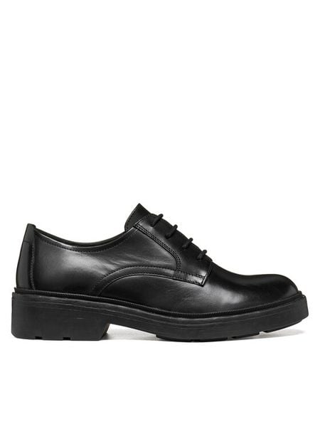 Geox Półbuty D Swelen D665GJ 43 C9999 Czarny. Czarne półbuty damskie Geox, bez wzorów, ze skóry, bez obcasa, na płaskiej podeszwie. Za 449.99 zł.
