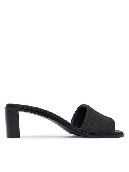 Calvin Klein Klapki Block Heel Sandal Aop HW0HW03016 Czarny. Czarne klapki damskie CALVIN KLEIN, bez wzorów, z materiału, bez obcasa. Za 529.99 zł.