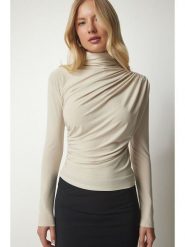 Happiness Istanbul Koszulka w kolorze kremowym rozmiar: 36. Brązowe bluzki damskie Happiness Istanbul, bez wzorów, bez kołnierzyka, bez ramiączek. Za 60.99 zł.